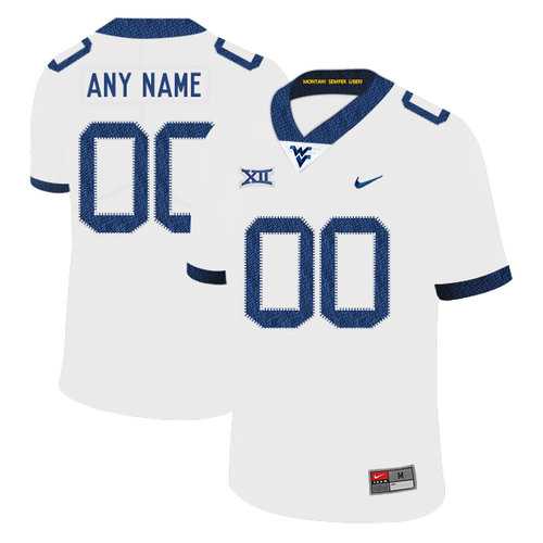 Mens West Virginia Mountaineers Customized White College Football Jersey->customized ncaa jersey->Custom Jersey